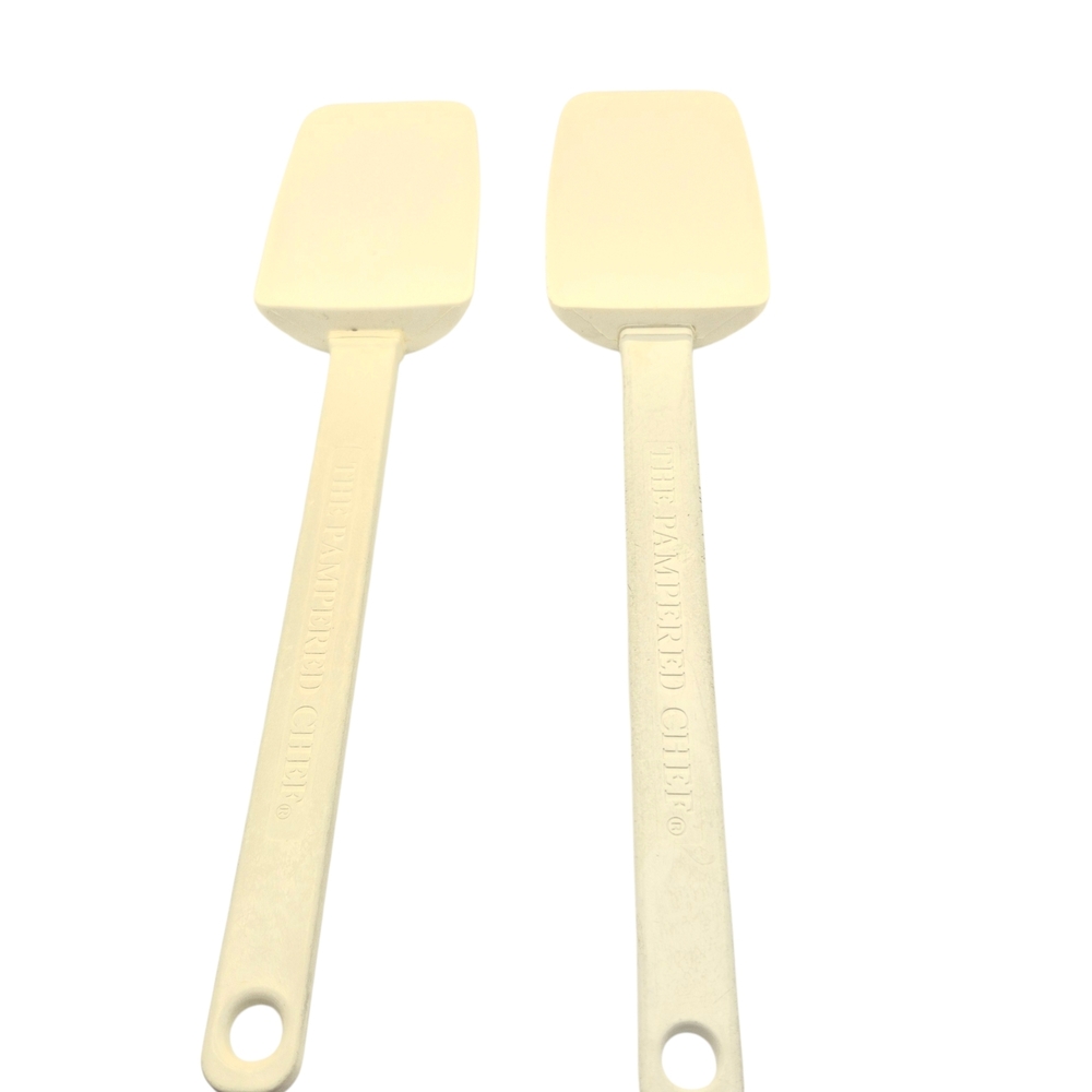 Pampered Chef White Silicone Scraper Spatula Set Heat Resistant Kitchen Tools - Picture 2 of 13